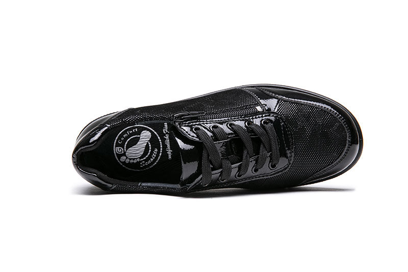 נעלי נשים אלגנטיות מעור בצבע שחור עם גימור לכה